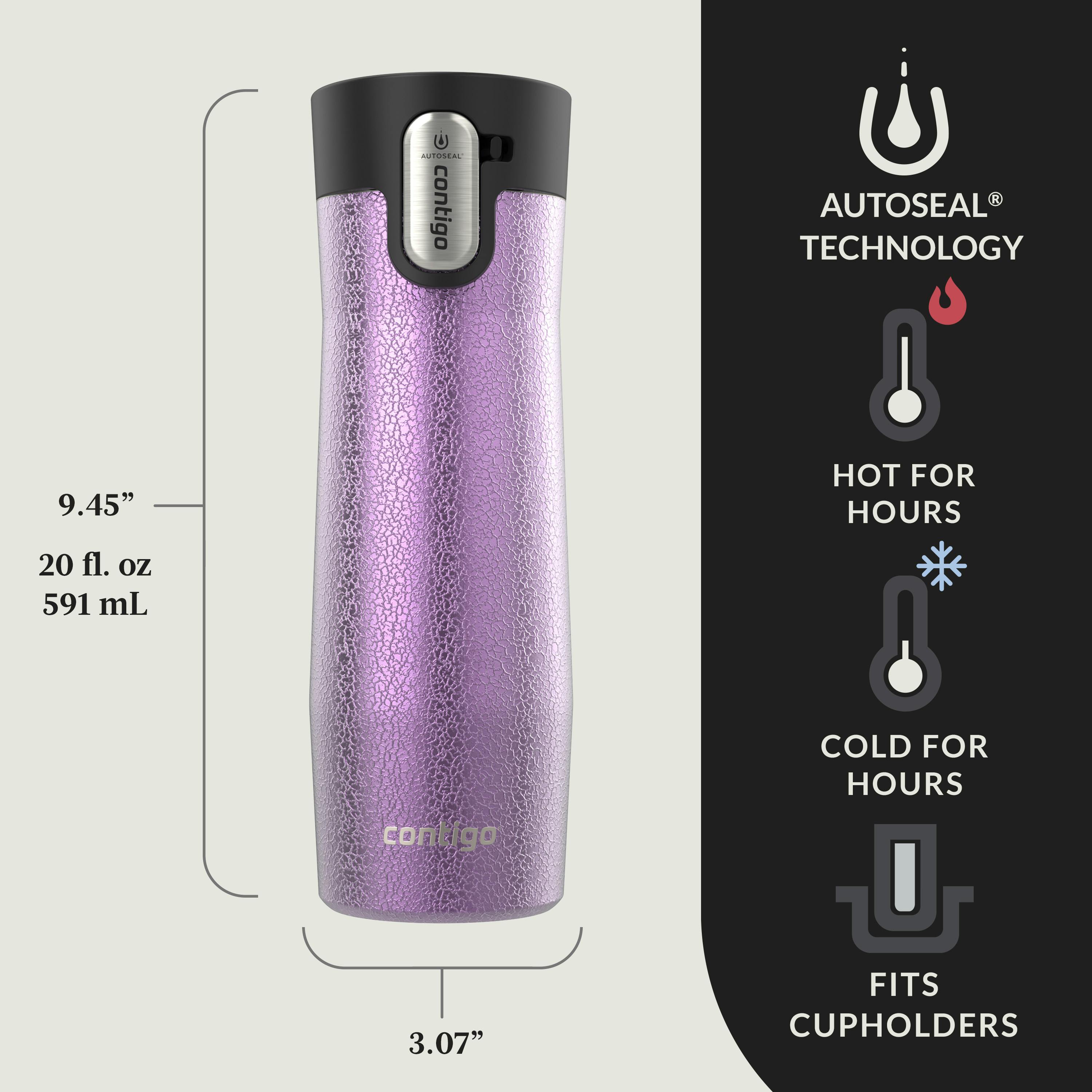 AUTOSEAL West Loop Vacuum-Insulated Stainless Steel Travel Mug with Easy-Clean Lid, 20 oz, 2-Pack